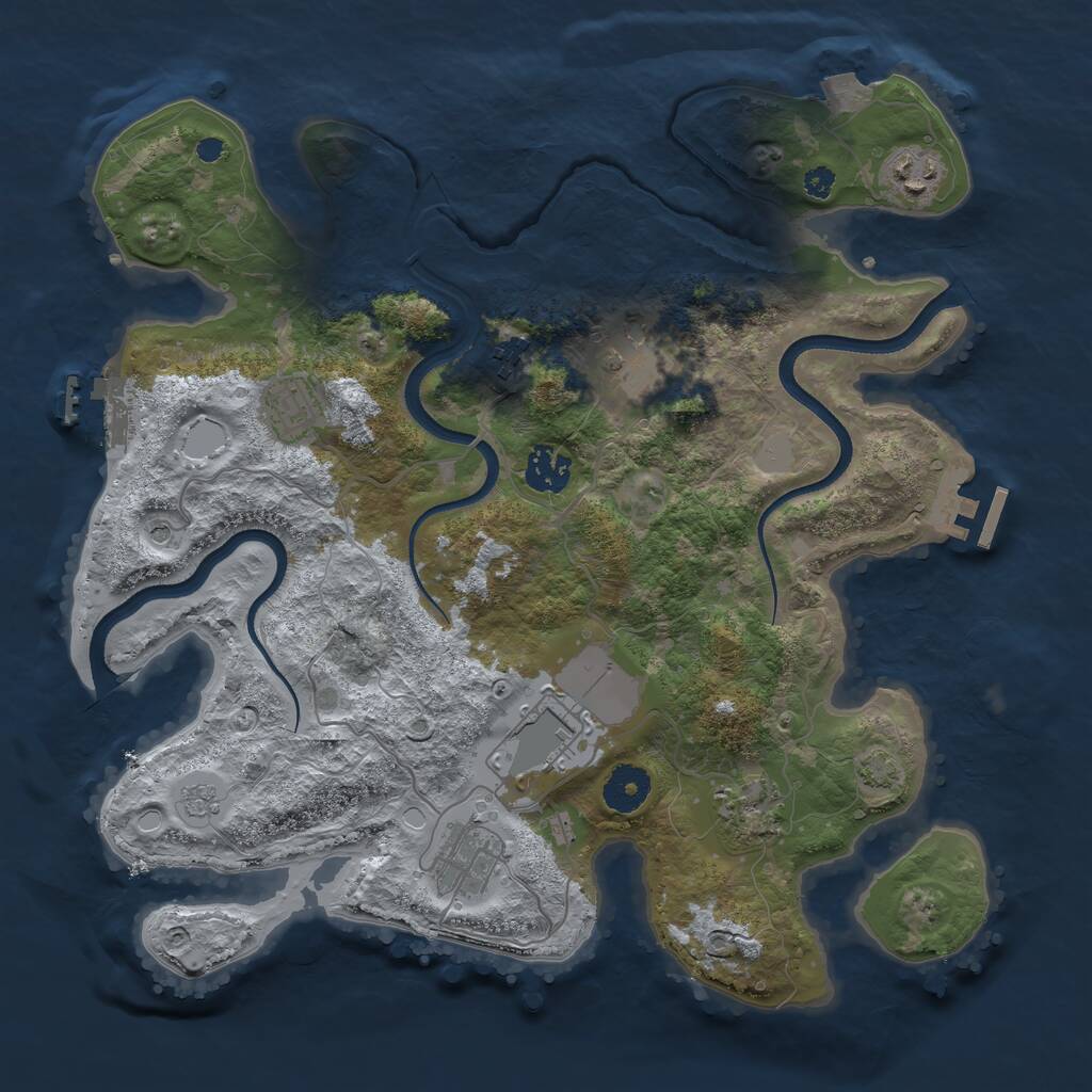 Rust Map: Procedural Map, Size: 3500, Seed: 262091, 14 Monuments
