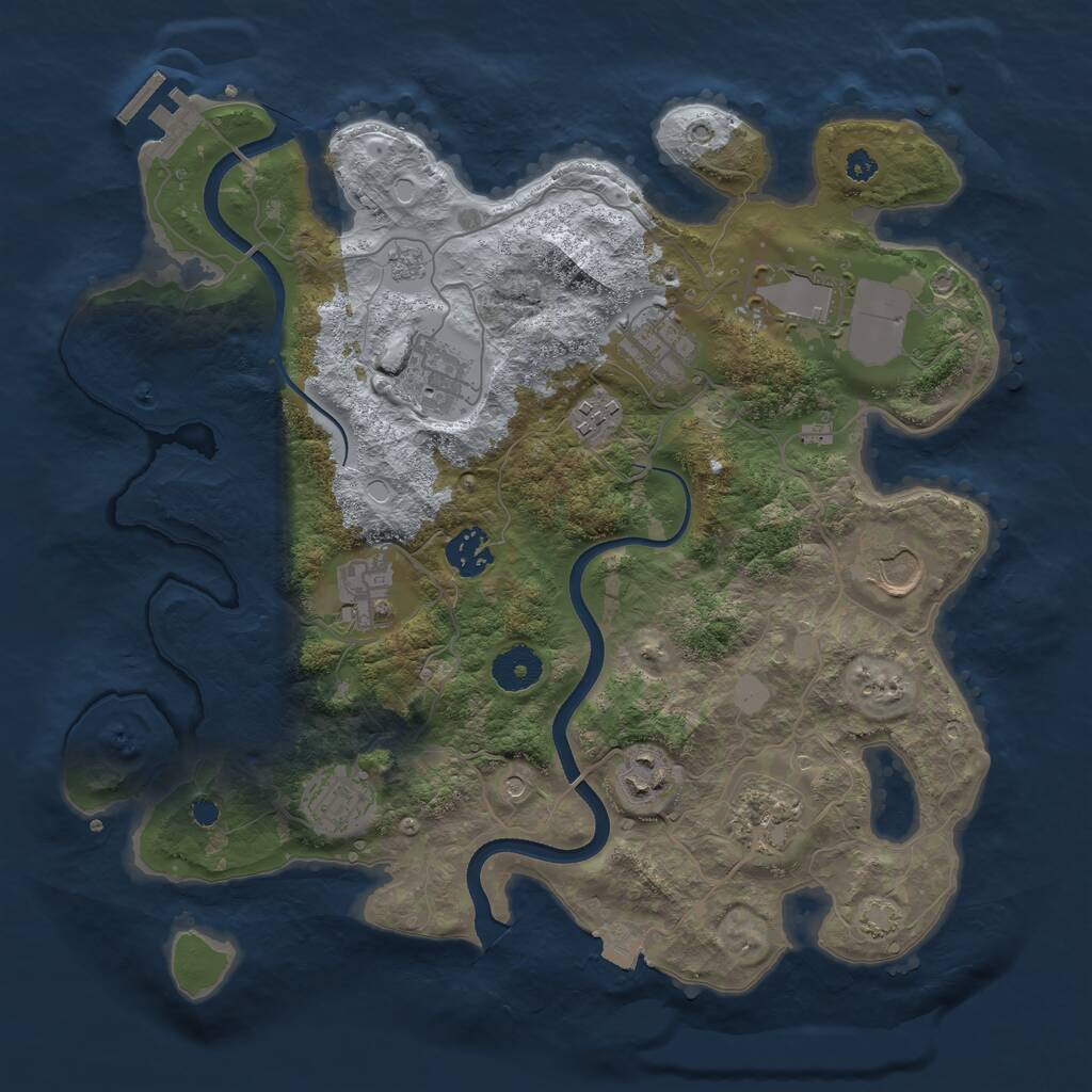 Rust Map: Procedural Map, Size: 3500, Seed: 3289676, 15 Monuments