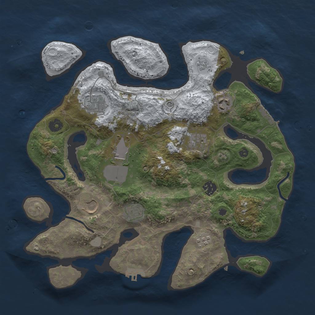 Rust Map: Procedural Map, Size: 3500, Seed: 2618124, 17 Monuments