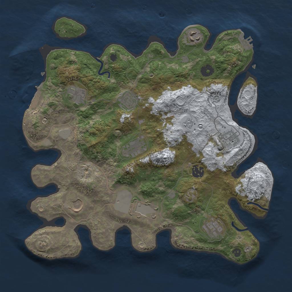 Rust Map: Procedural Map, Size: 3500, Seed: 2657222, 18 Monuments