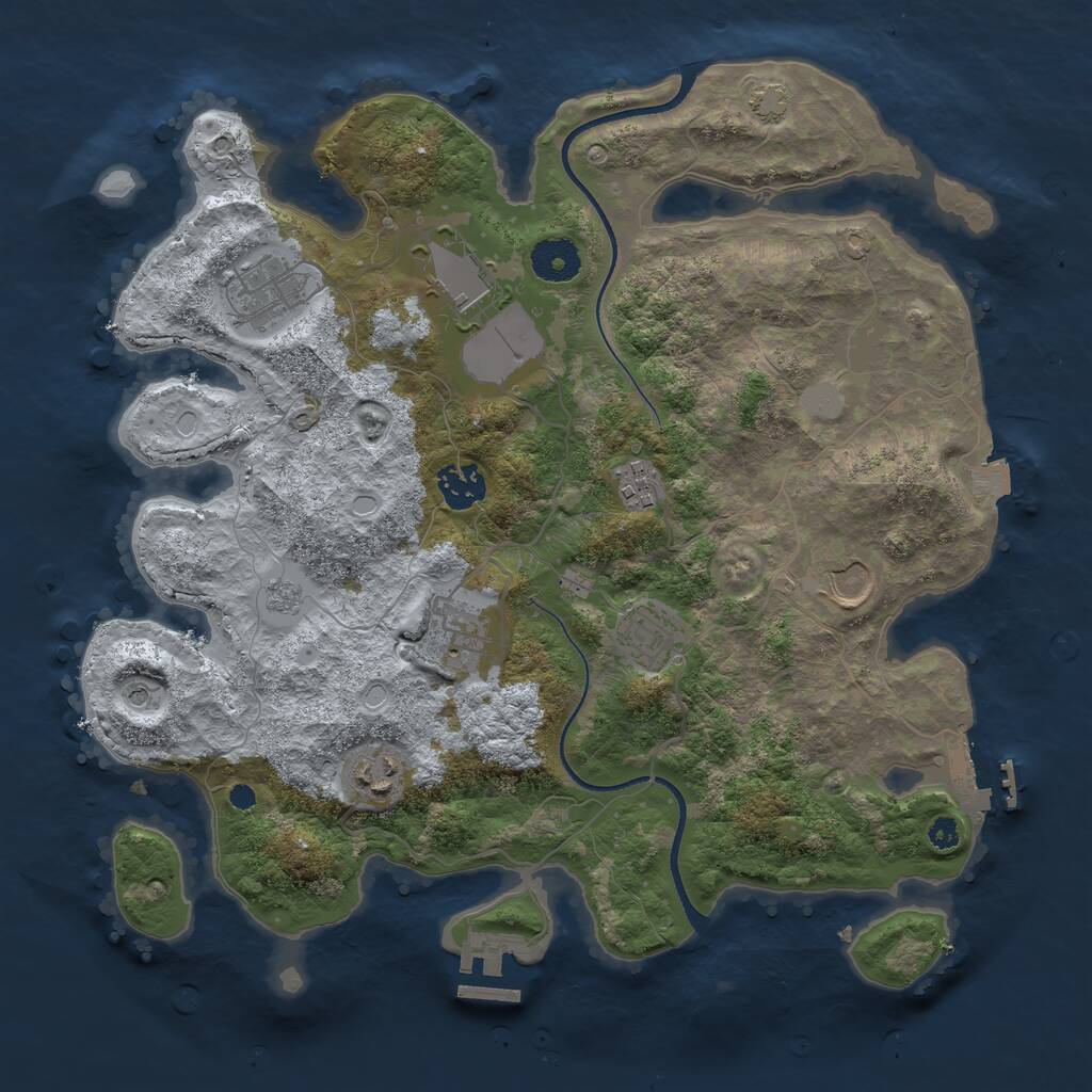 Rust Map: Procedural Map, Size: 3500, Seed: 3673570, 14 Monuments
