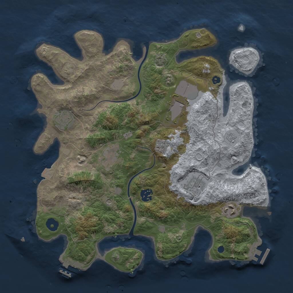 Rust Map: Procedural Map, Size: 3500, Seed: 4523206, 13 Monuments