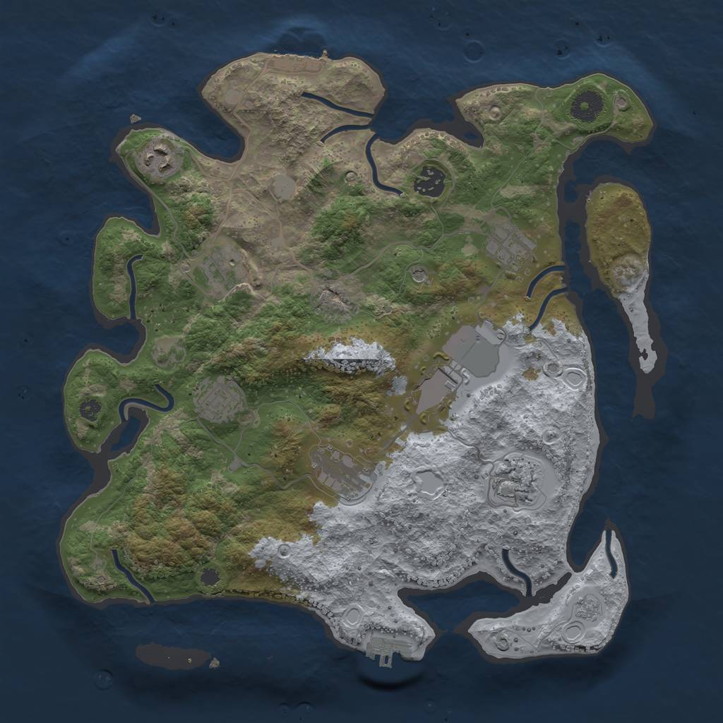 Rust Map: Procedural Map, Size: 3500, Seed: 1278647, 17 Monuments
