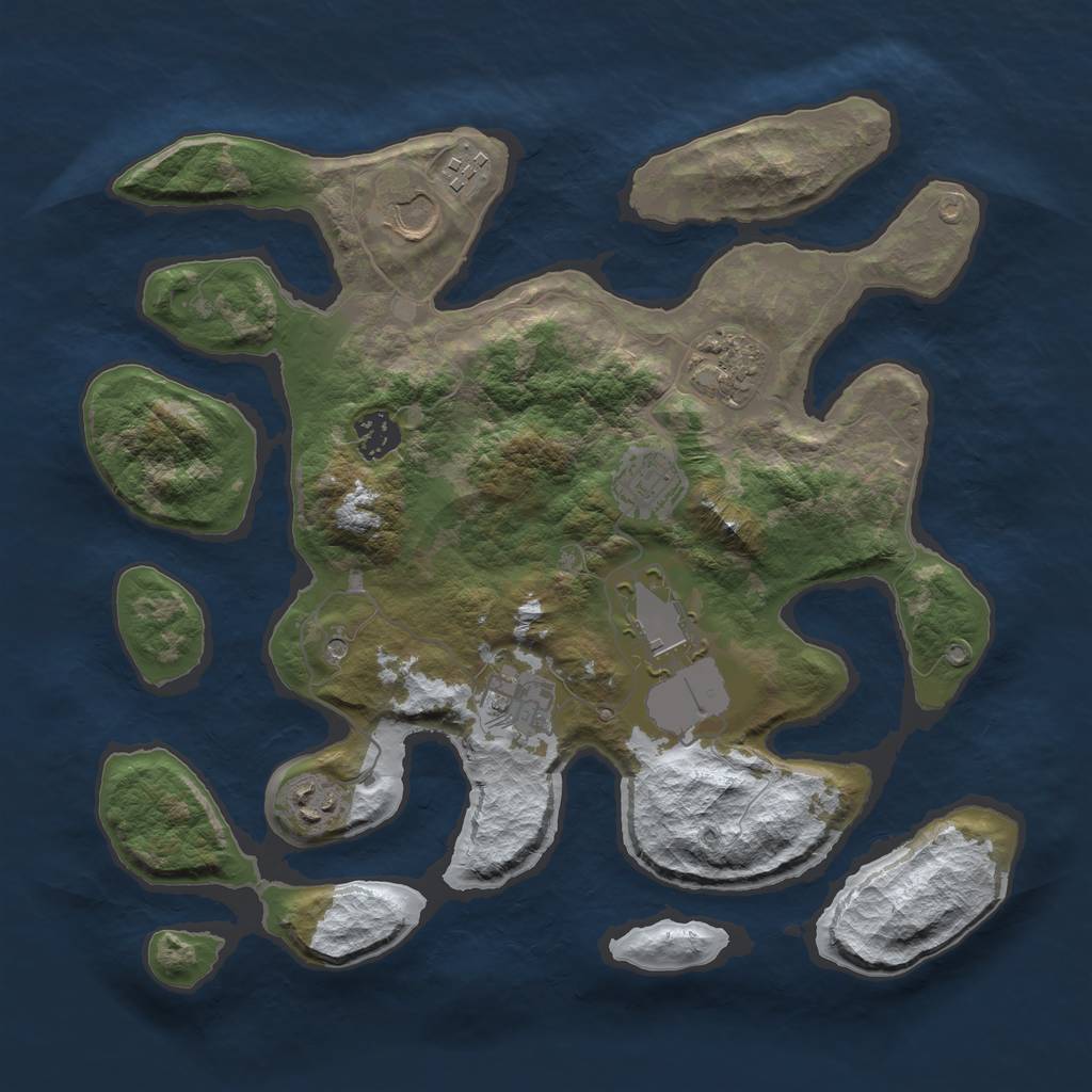Rust Map: Barren, Size: 3500, Seed: 3631456, 11 Monuments