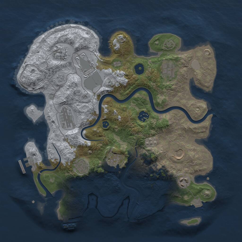 Rust Map: Procedural Map, Size: 3500, Seed: 146625, 16 Monuments