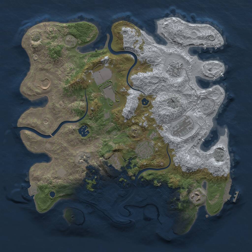 Rust Map: Procedural Map, Size: 3500, Seed: 3049724, 15 Monuments