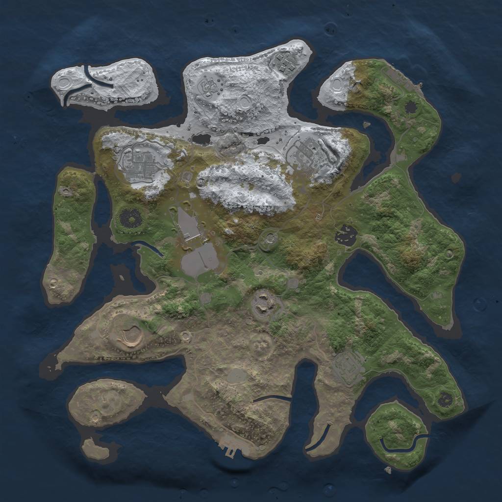 Rust Map: Procedural Map, Size: 3500, Seed: 842174, 17 Monuments