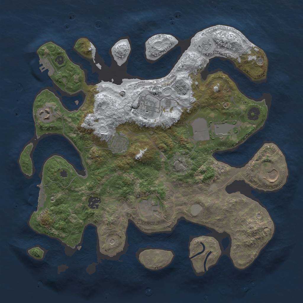 Rust Map: Procedural Map, Size: 3500, Seed: 1932984, 17 Monuments