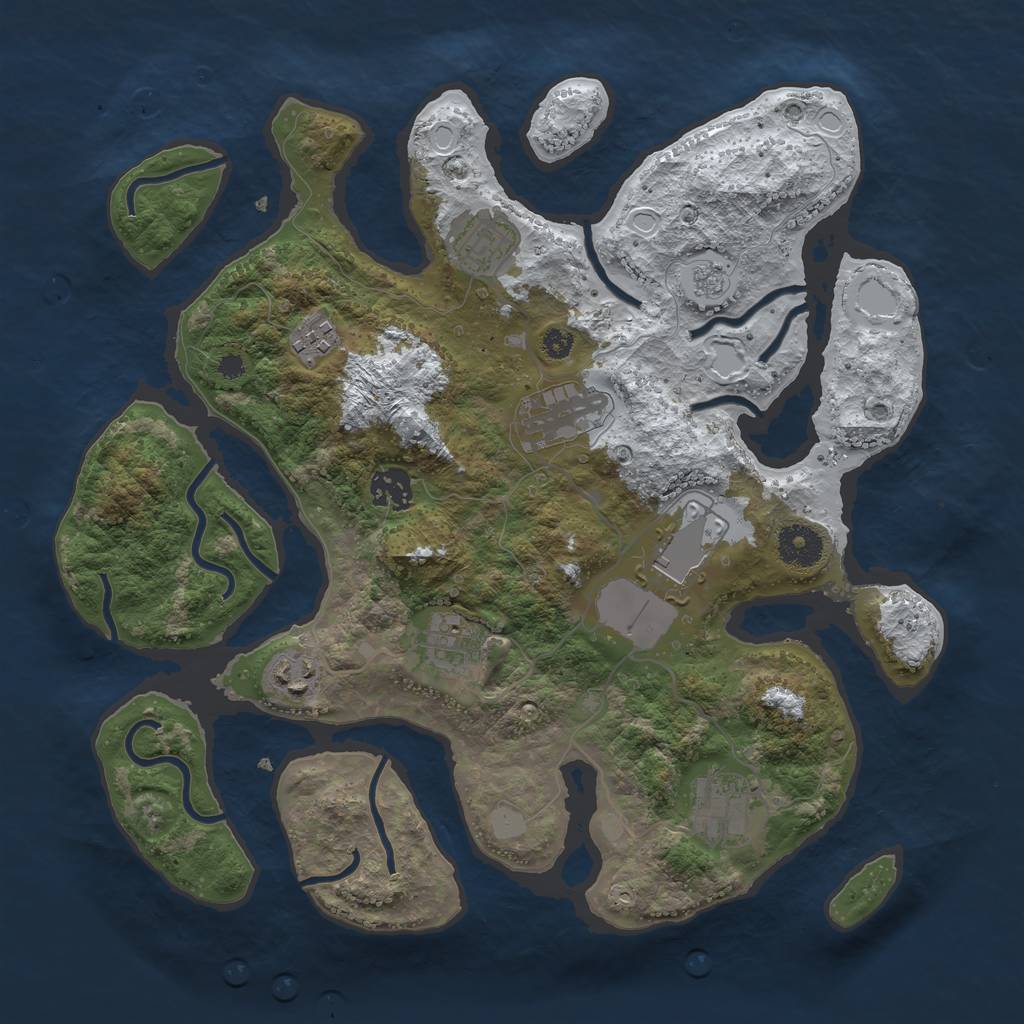 Rust Map: Procedural Map, Size: 3500, Seed: 838452, 14 Monuments