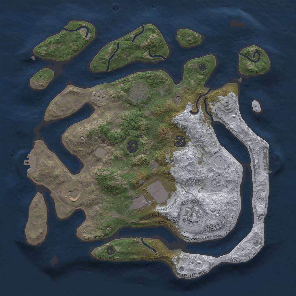 Rust Map: Procedural Map, Size: 3500, Seed: 4127542, 15 Monuments