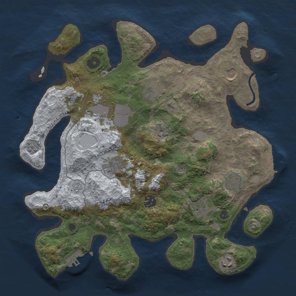 Rust Map: Procedural Map, Size: 3500, Seed: 3711598, 18 Monuments