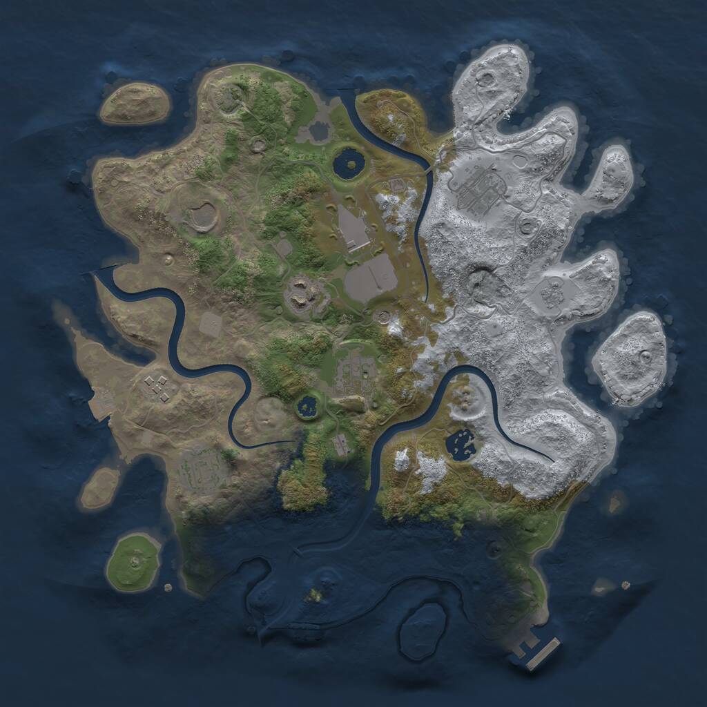 Rust Map: Procedural Map, Size: 3500, Seed: 4052187, 13 Monuments
