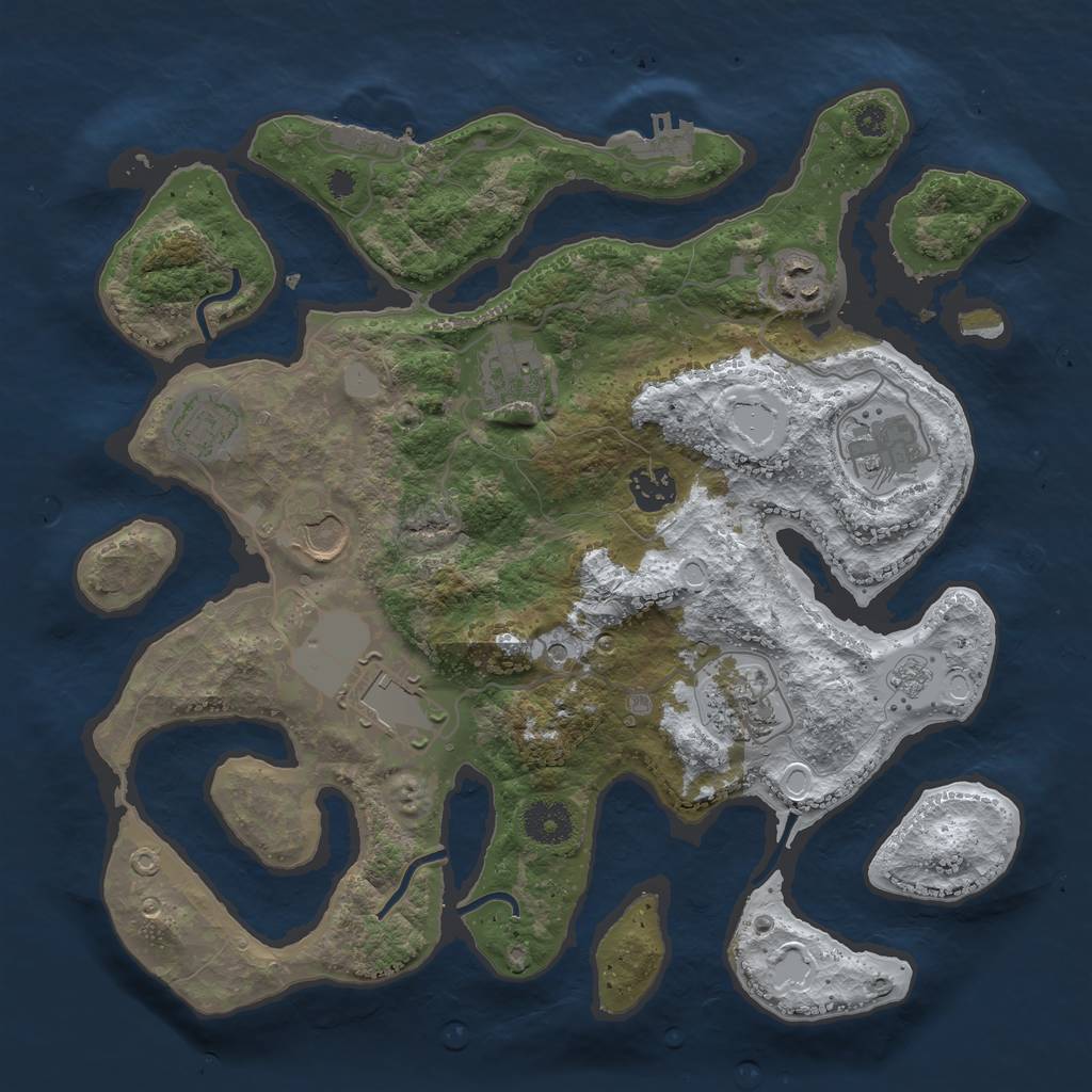 Rust Map: Procedural Map, Size: 3500, Seed: 6462305, 17 Monuments