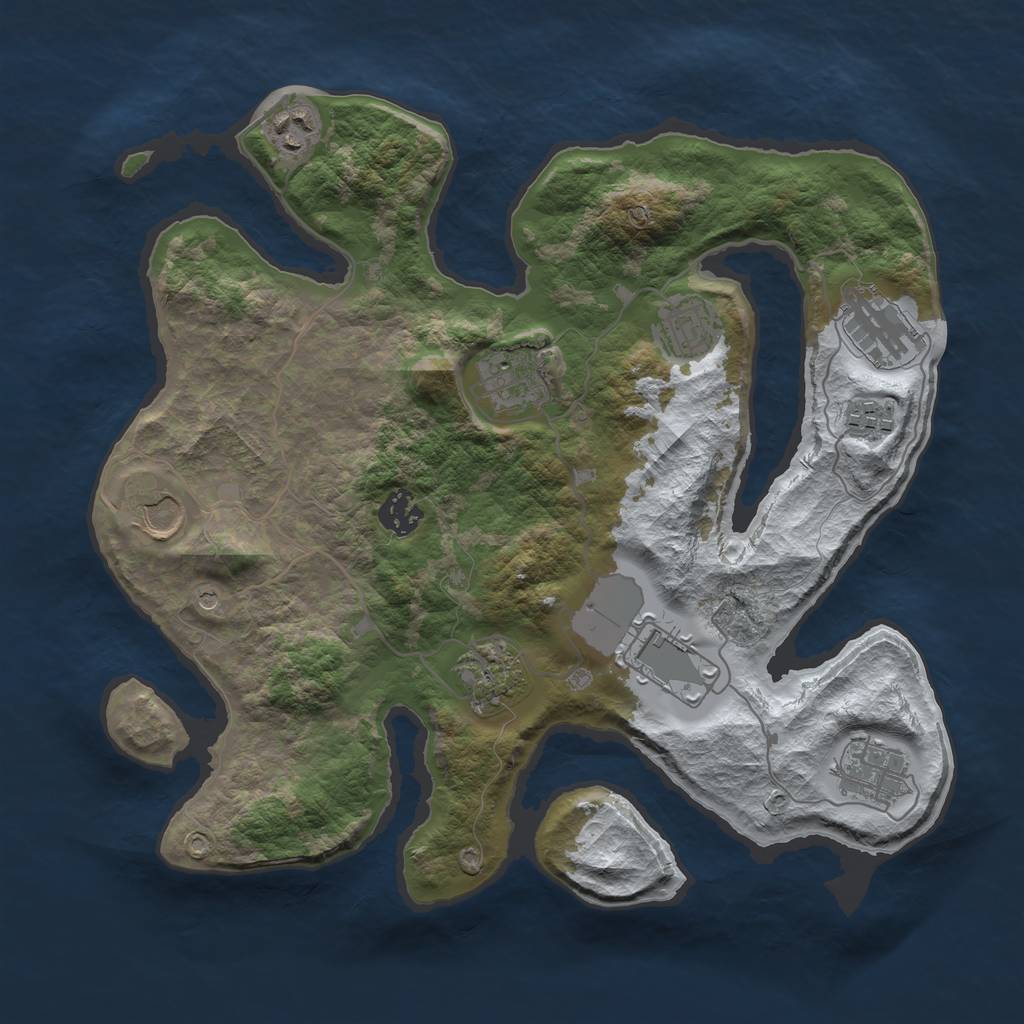 Rust Map: Barren, Size: 3500, Seed: 1282134, 13 Monuments