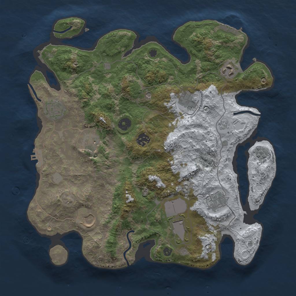 Rust Map: Procedural Map, Size: 3500, Seed: 3363486, 18 Monuments