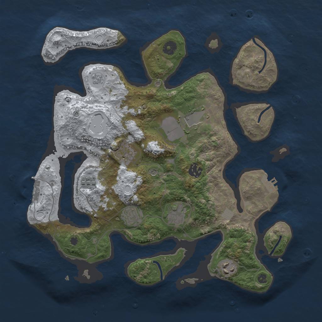 Rust Map: Procedural Map, Size: 3500, Seed: 3697954, 16 Monuments