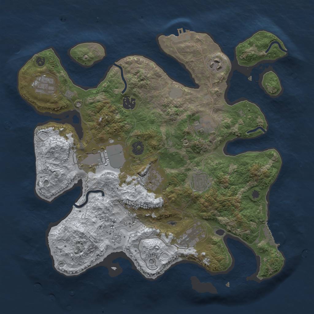 Rust Map: Procedural Map, Size: 3500, Seed: 1886032, 17 Monuments