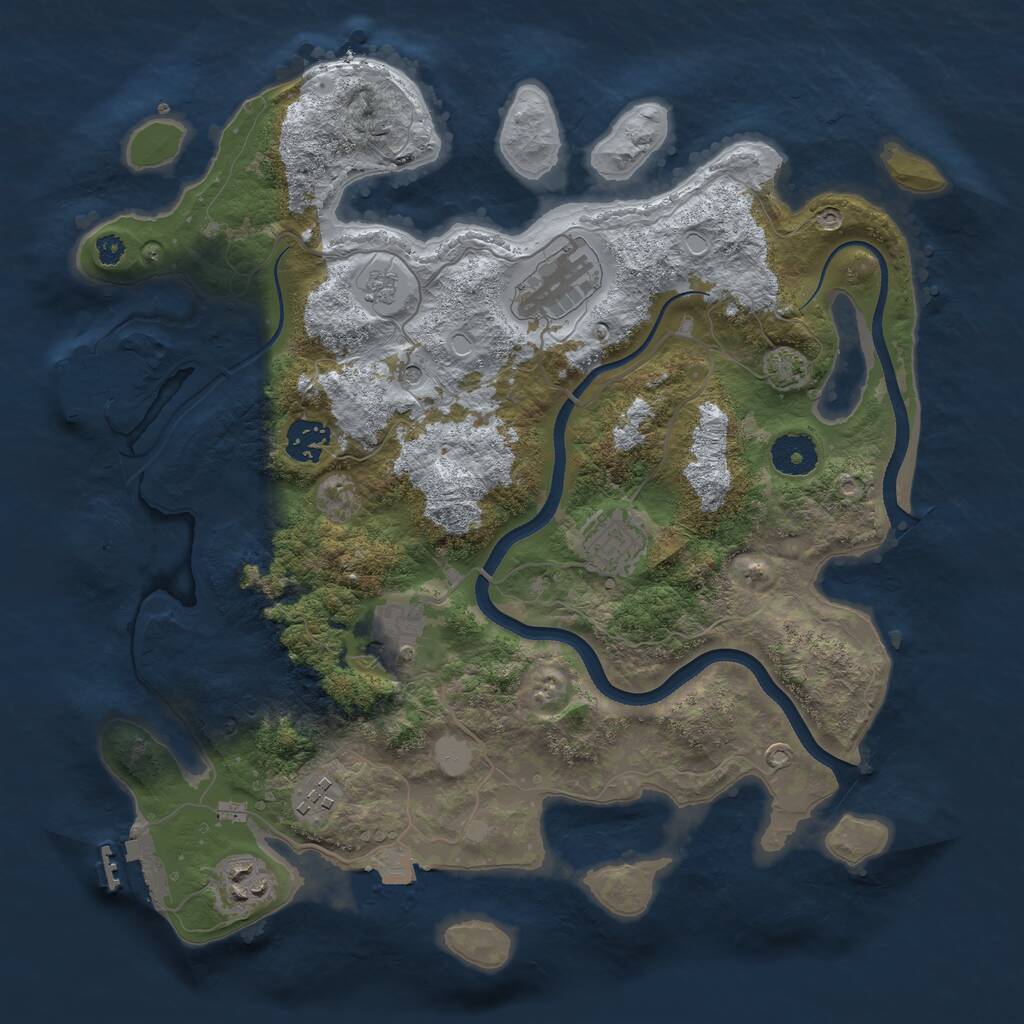 Rust Map: Procedural Map, Size: 3500, Seed: 2060669, 12 Monuments