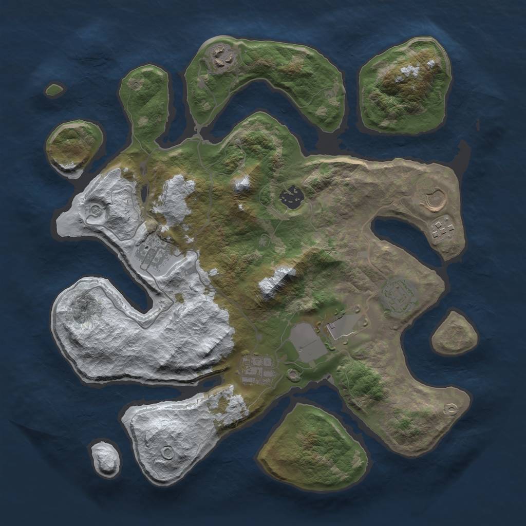 Rust Map: Barren, Size: 3500, Seed: 1310663, 11 Monuments