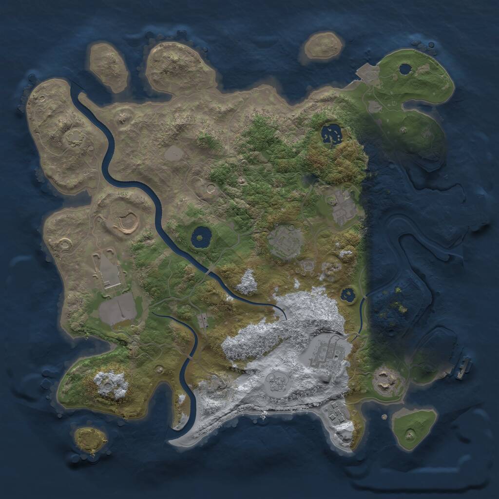 Rust Map: Procedural Map, Size: 3500, Seed: 4856697, 14 Monuments