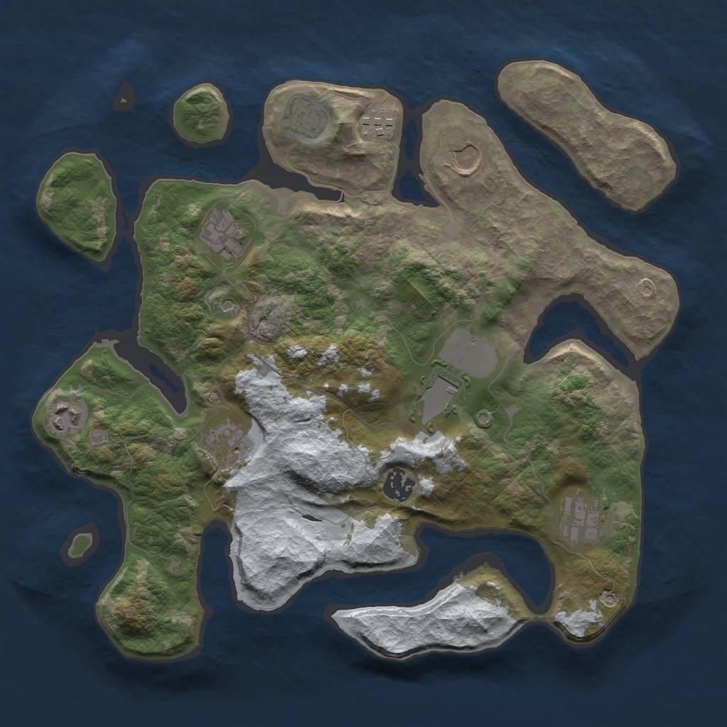 Rust Map: Barren, Size: 3500, Seed: 2791142, 12 Monuments