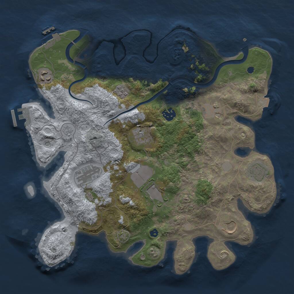 Rust Map: Procedural Map, Size: 3500, Seed: 1232670, 15 Monuments