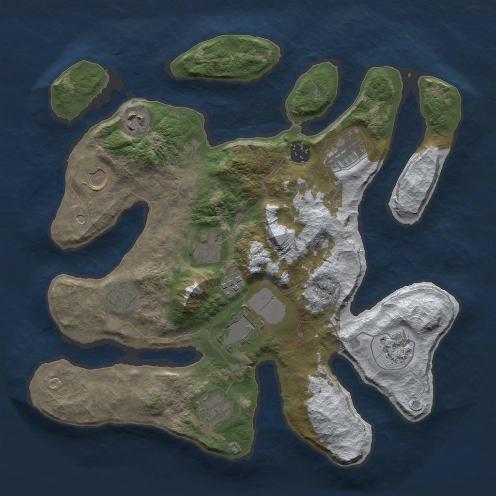 Rust Map: Barren, Size: 3500, Seed: 5709822, 13 Monuments