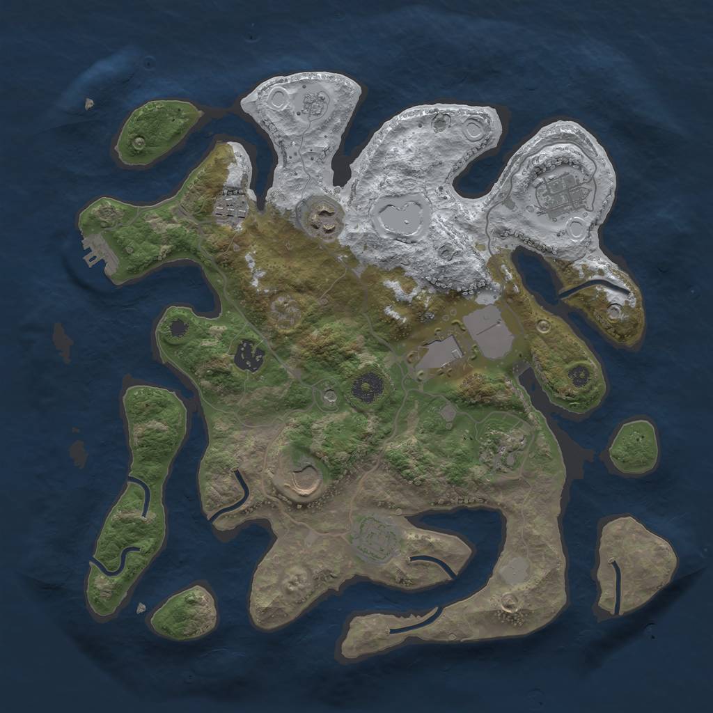 Rust Map: Procedural Map, Size: 3500, Seed: 6327550, 16 Monuments