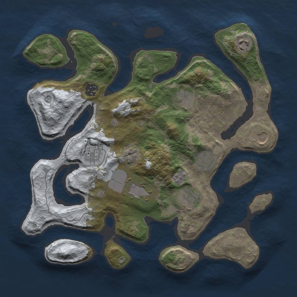 Rust Map: Barren, Size: 3500, Seed: 3459093, 12 Monuments
