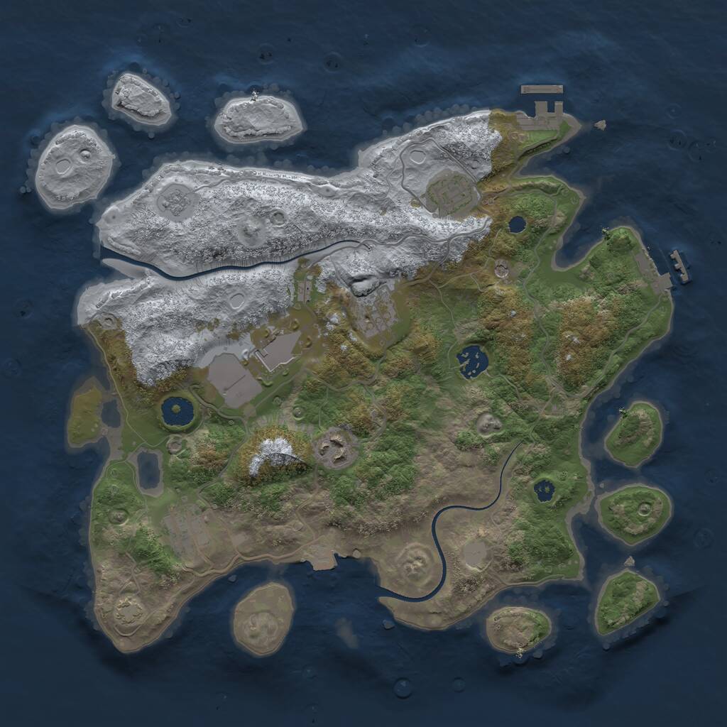 Rust Map: Procedural Map, Size: 3500, Seed: 515733, 12 Monuments