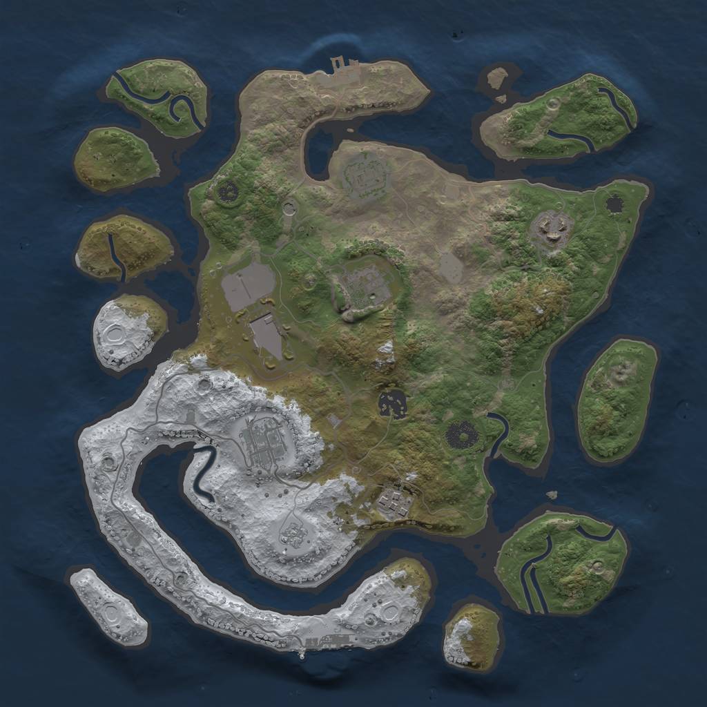 Rust Map: Procedural Map, Size: 3500, Seed: 3132808, 16 Monuments