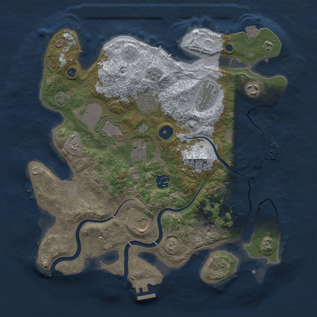 Rust Map: Procedural Map, Size: 3500, Seed: 827943, 14 Monuments