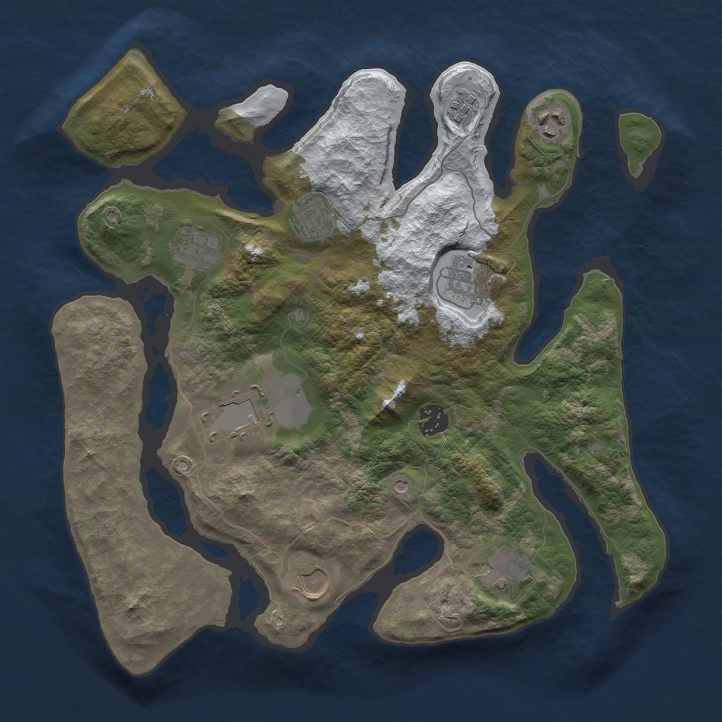 Rust Map: Barren, Size: 3500, Seed: 5050791, 12 Monuments