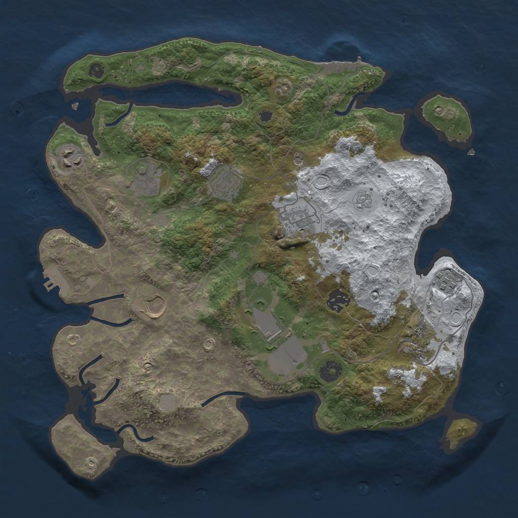 Rust Map: Procedural Map, Size: 3500, Seed: 864639, 18 Monuments