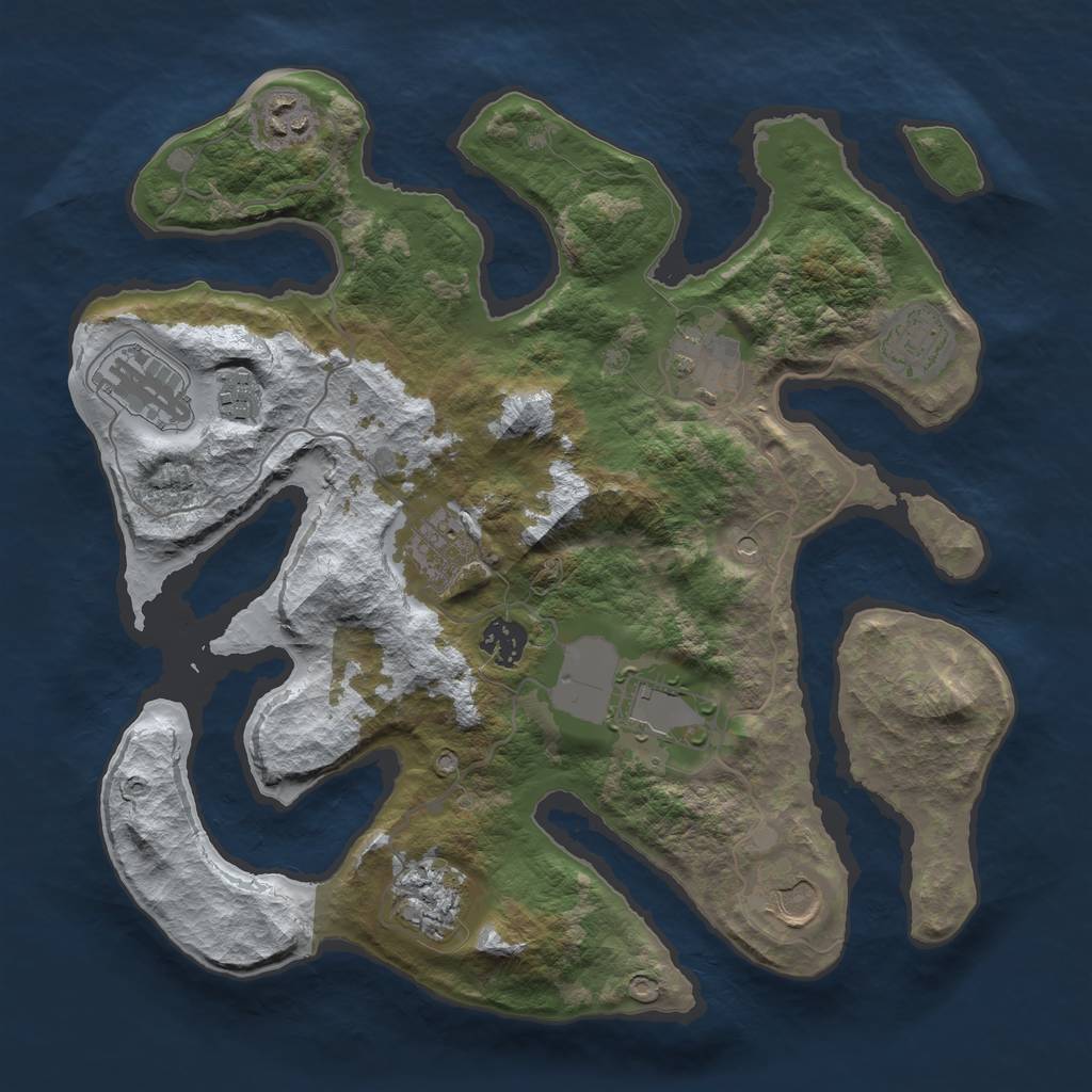 Rust Map: Barren, Size: 3500, Seed: 4893703, 13 Monuments