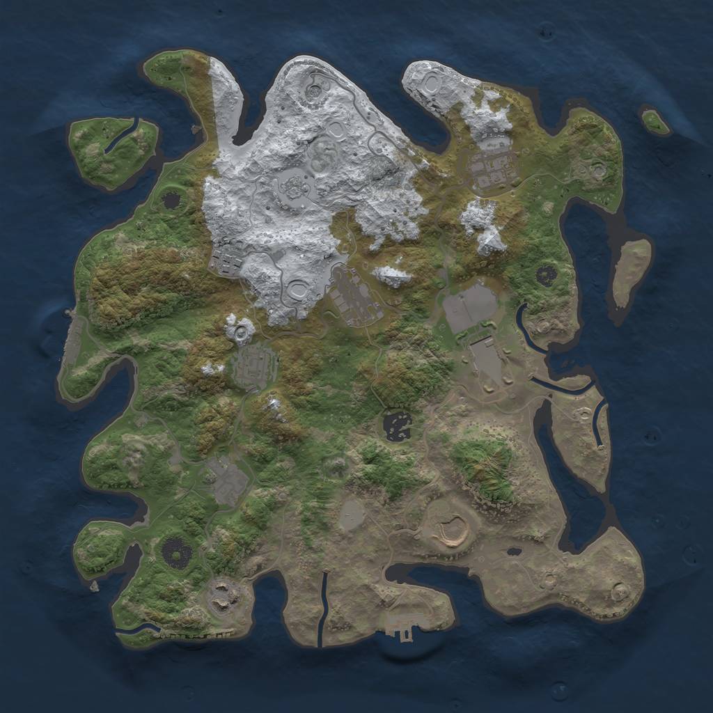 Rust Map: Procedural Map, Size: 3500, Seed: 430675, 18 Monuments