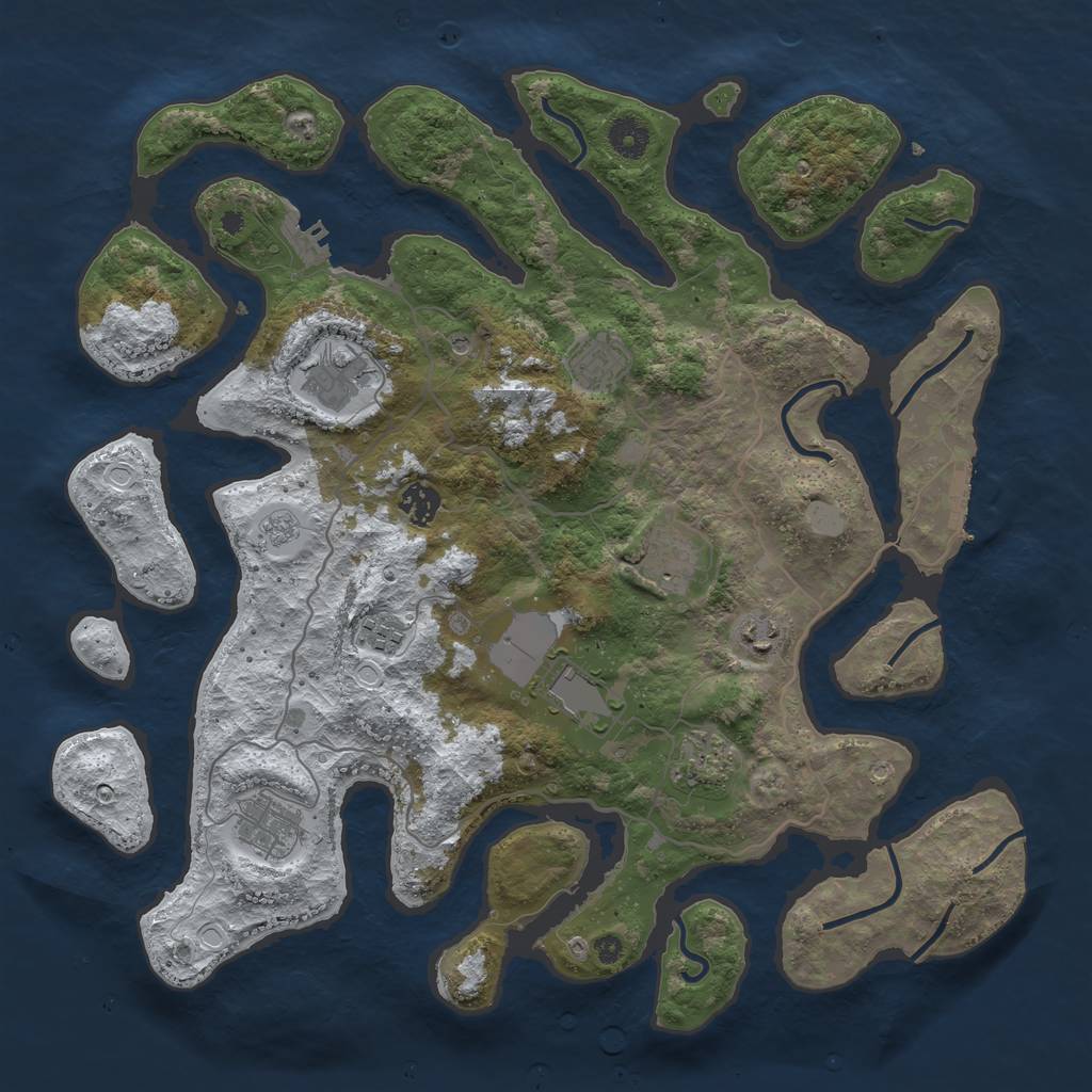 Rust Map: Procedural Map, Size: 4000, Seed: 1082073135, 18 Monuments