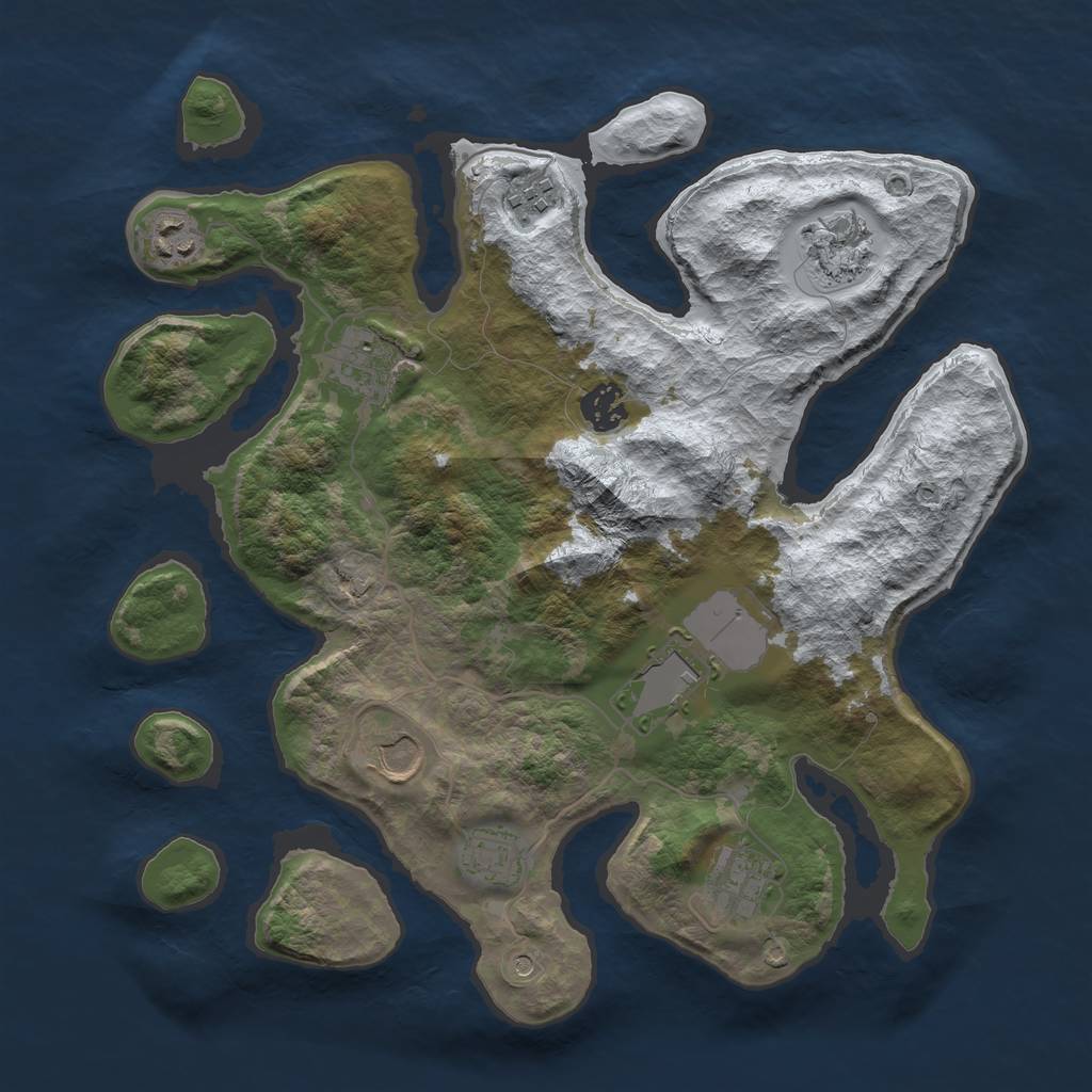 Rust Map: Barren, Size: 3500, Seed: 1212134, 12 Monuments