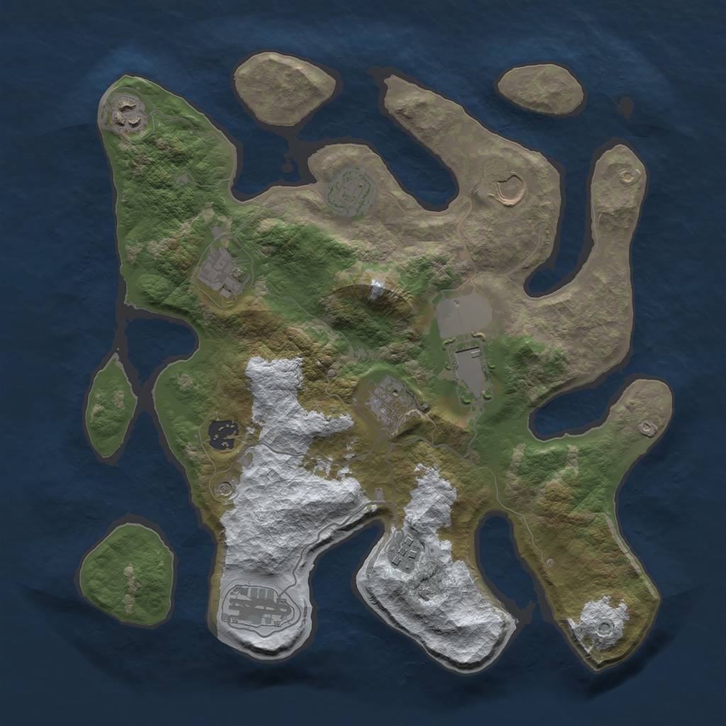 Rust Map: Barren, Size: 3500, Seed: 2040659, 12 Monuments