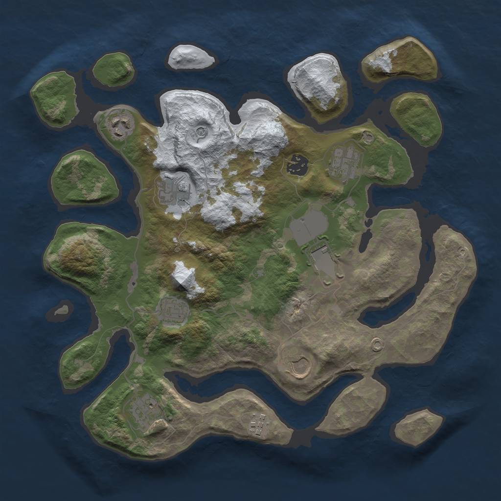 Rust Map: Barren, Size: 3500, Seed: 4567728, 12 Monuments