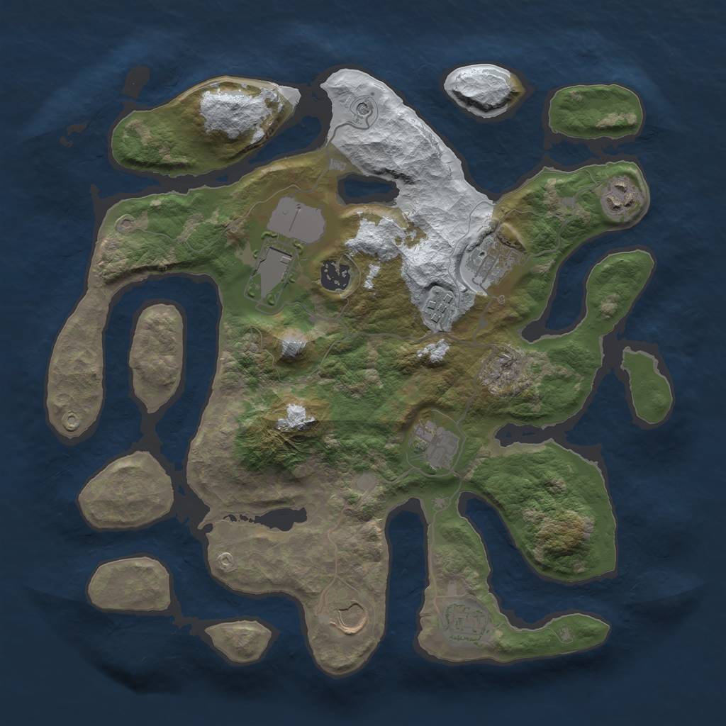 Rust Map: Barren, Size: 3500, Seed: 4968113, 11 Monuments