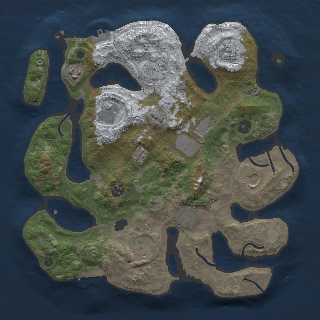 Rust Map: Procedural Map, Size: 3500, Seed: 957944382, 18 Monuments