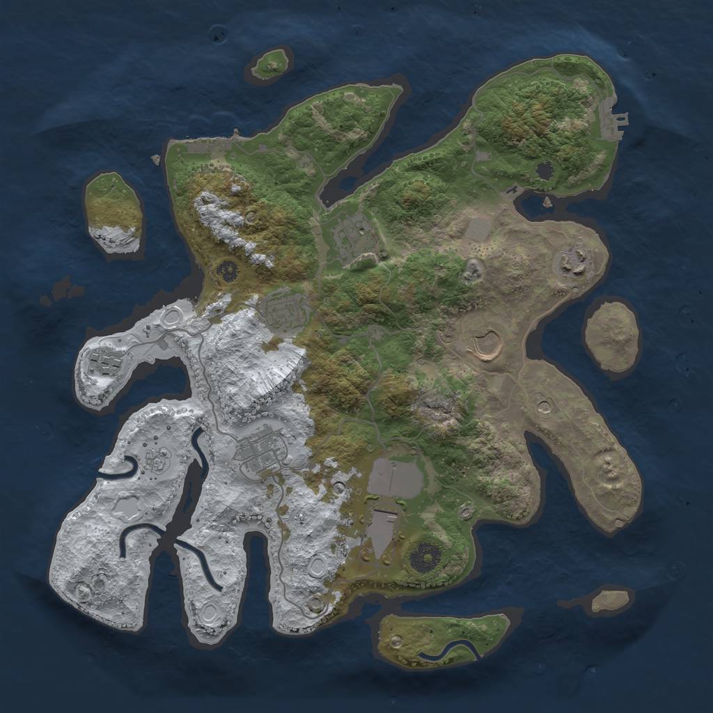 Rust Map: Procedural Map, Size: 3500, Seed: 5696449, 16 Monuments