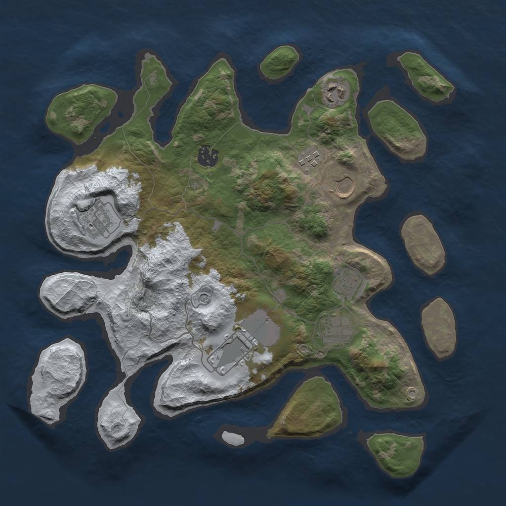 Rust Map: Barren, Size: 3500, Seed: 5678311, 11 Monuments