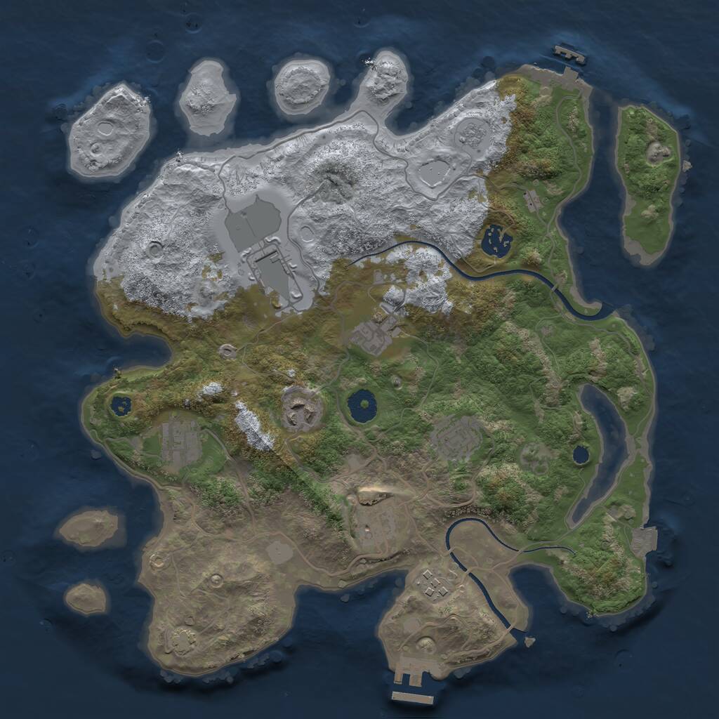 Rust Map: Procedural Map, Size: 3500, Seed: 2151013, 13 Monuments