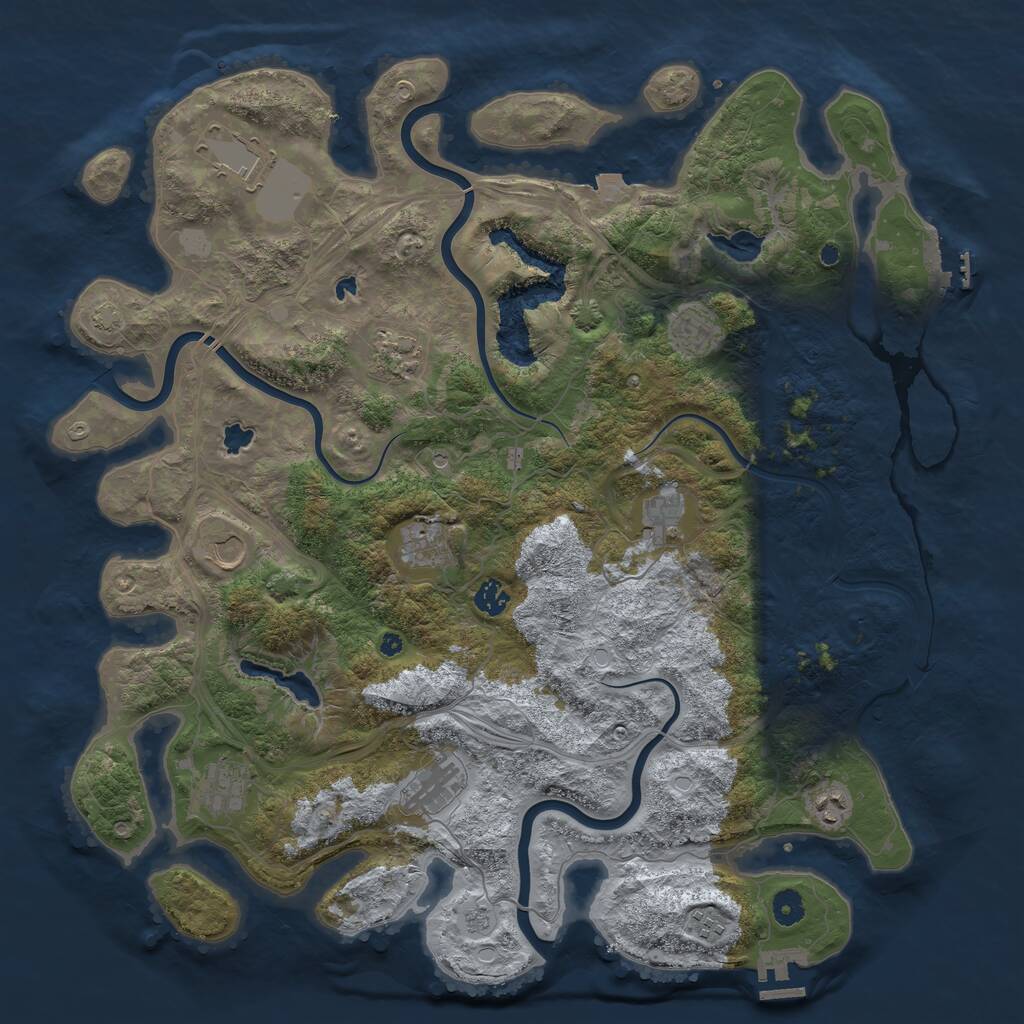 Rust Map: Procedural Map, Size: 4500, Seed: 5005773, 17 Monuments