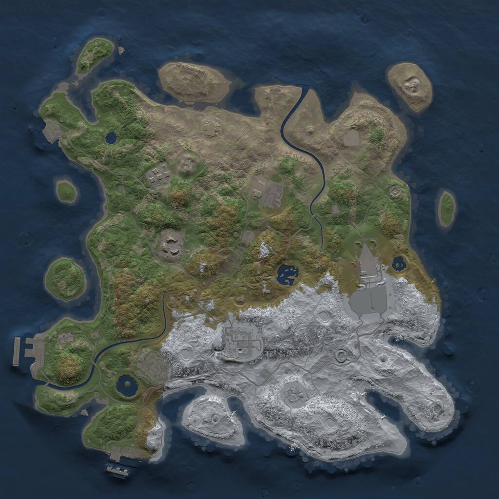 Rust Map: Procedural Map, Size: 3500, Seed: 2585324, 12 Monuments