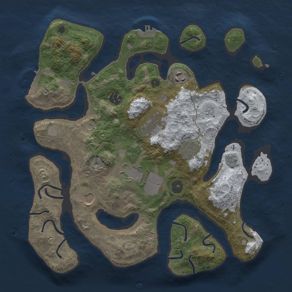 Rust Map: Procedural Map, Size: 3500, Seed: 2620926, 16 Monuments