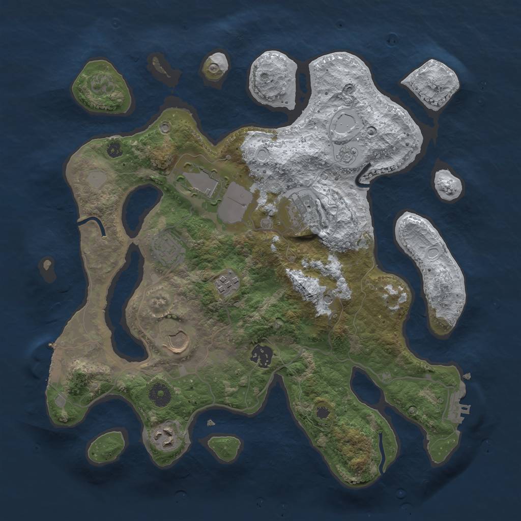 Rust Map: Procedural Map, Size: 3500, Seed: 605196, 16 Monuments