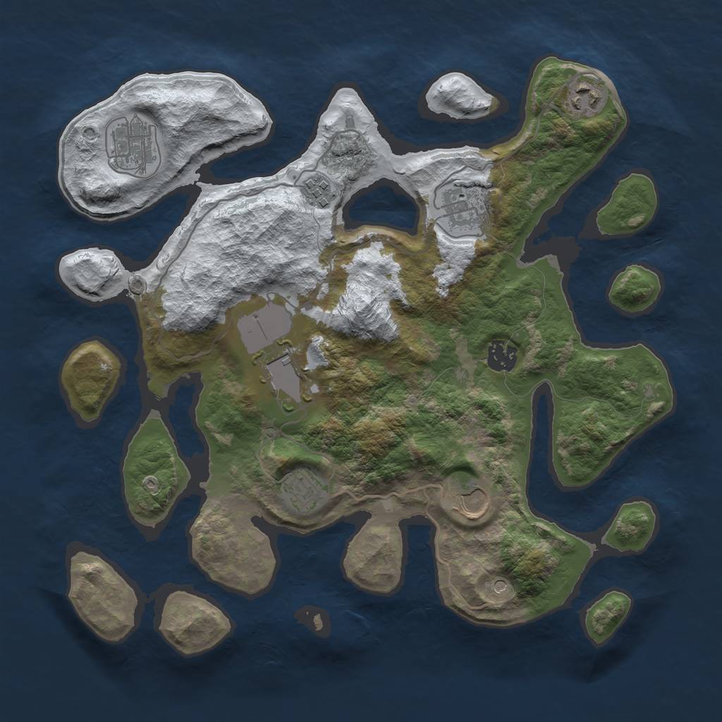 Rust Map: Barren, Size: 3500, Seed: 3515201, 11 Monuments